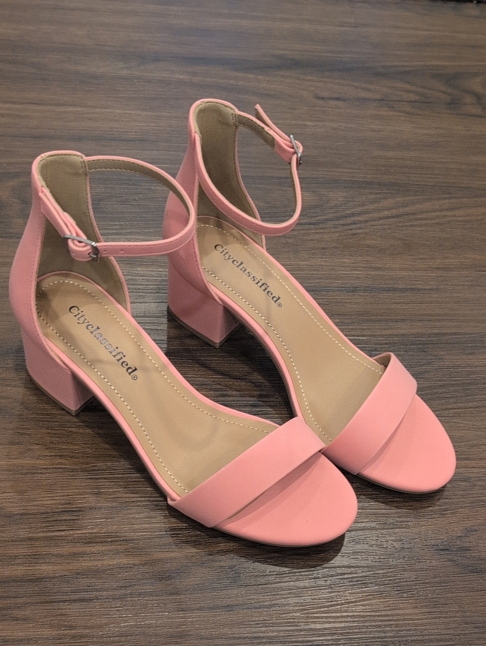 Coral Pink Block Heeled Sandal